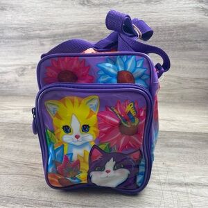Vintage Lisa Frank Lunch Bag Kitten Sunflower Yellow Cat 1990s Roses Blue Purple